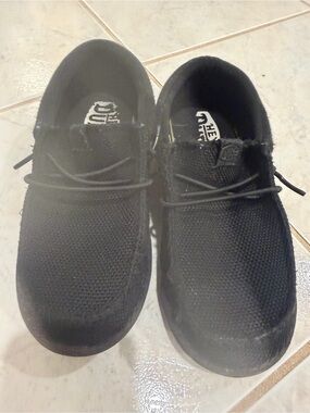 Hey Dude Kids Black Slip-On Knit Shoes